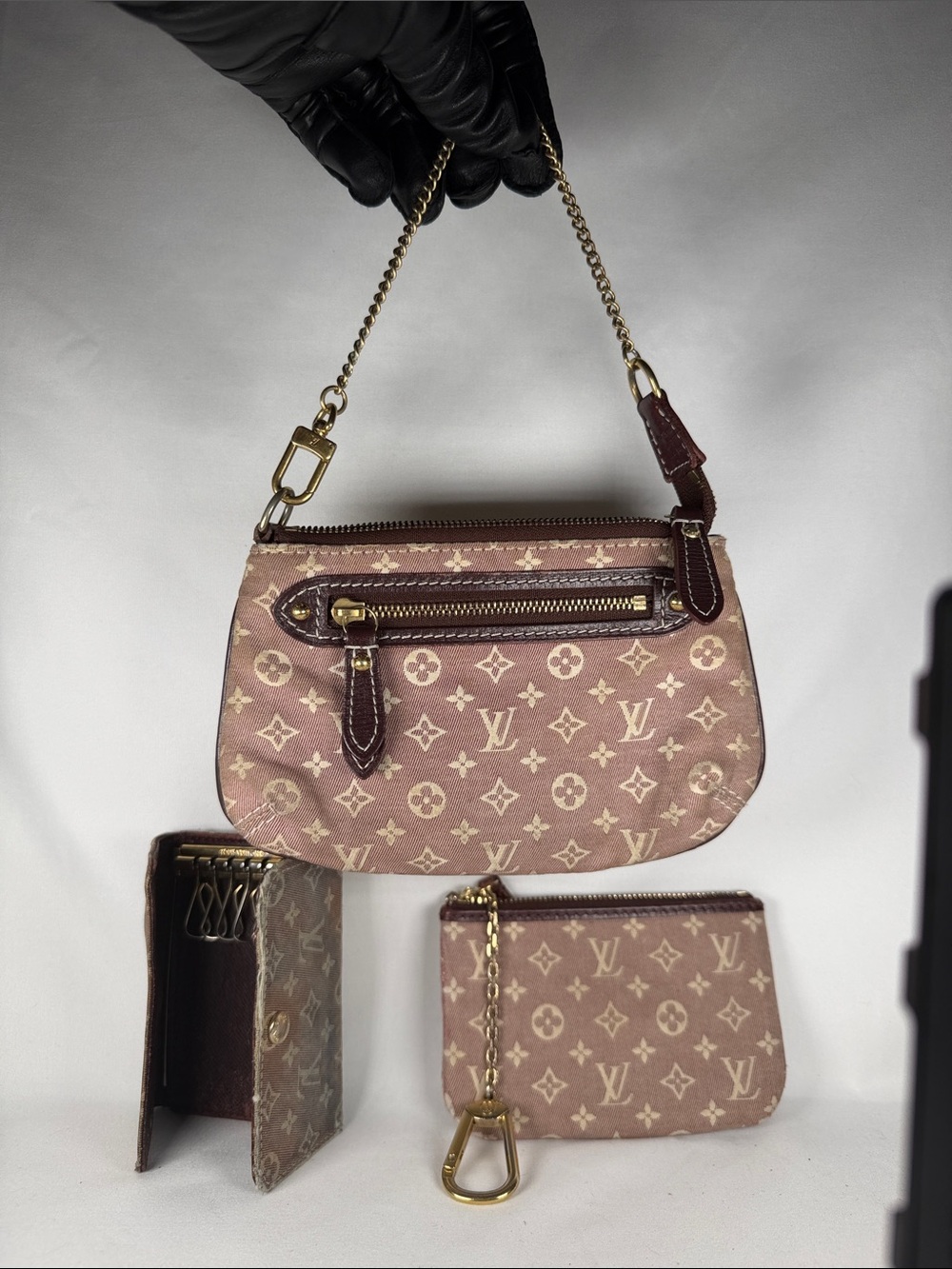Authentic Louis Vuitton Bordeaux Mini Lin trio